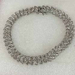 Pulsera Stainless Diseño Hojas Piedras Zircon Joyería Antigua 