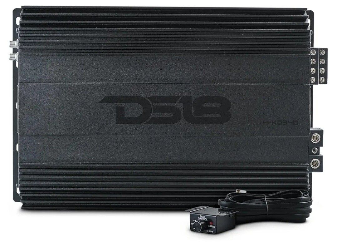DS18 HOOLIGAN H-KO340 KO 4-Channel Amplifier Full Range Class D 4 x 300 Watts RMS @ 4-Ohm, Competition-Level Performance, Made in Korea, Remote Level