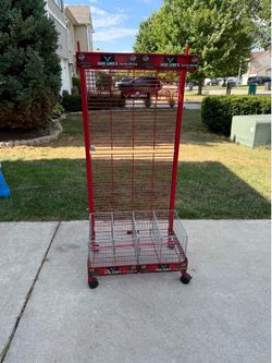Jack Link’s Beef Jerky Retail Store Display Rack Rolling Metal Floor Stand.