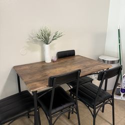 Dining Table Set for 4 – Rustic Brown