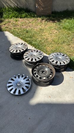 16" OEM VW Jetta Steel Wheels Rims 5x112 with Hubcaps (Set of 4)