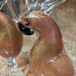 Murano glass parrot sculptures