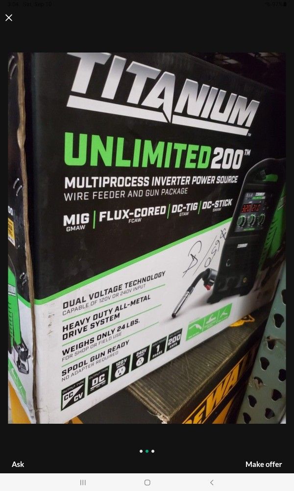 TITANIUM UNLIMITED 200 WELDER MIG TIG AND STICK WELDING 120V AND 240V