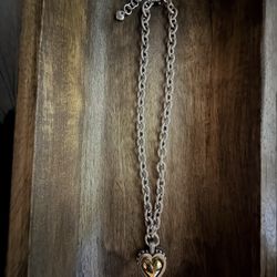 Brighton Two-Tone Heart Necklace  Adjustable 16-18in