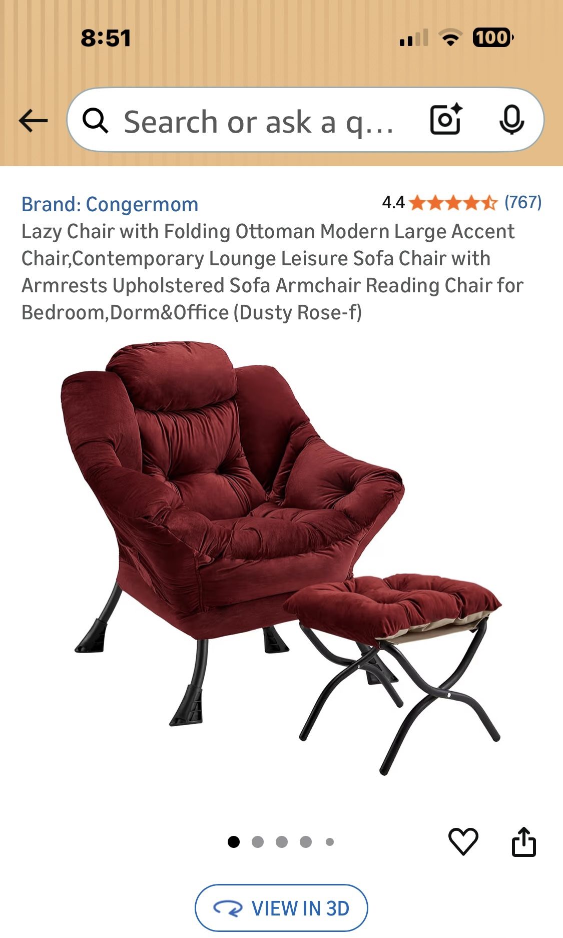 Brand New Lazy Chair With Folding Ottoman 