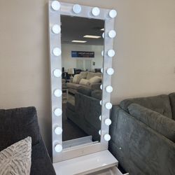White Body Vanity Mirror W/ Bottom Storage- EZ $10 Down Payment Options Available 