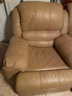 Tan Leather Oversized Armchair