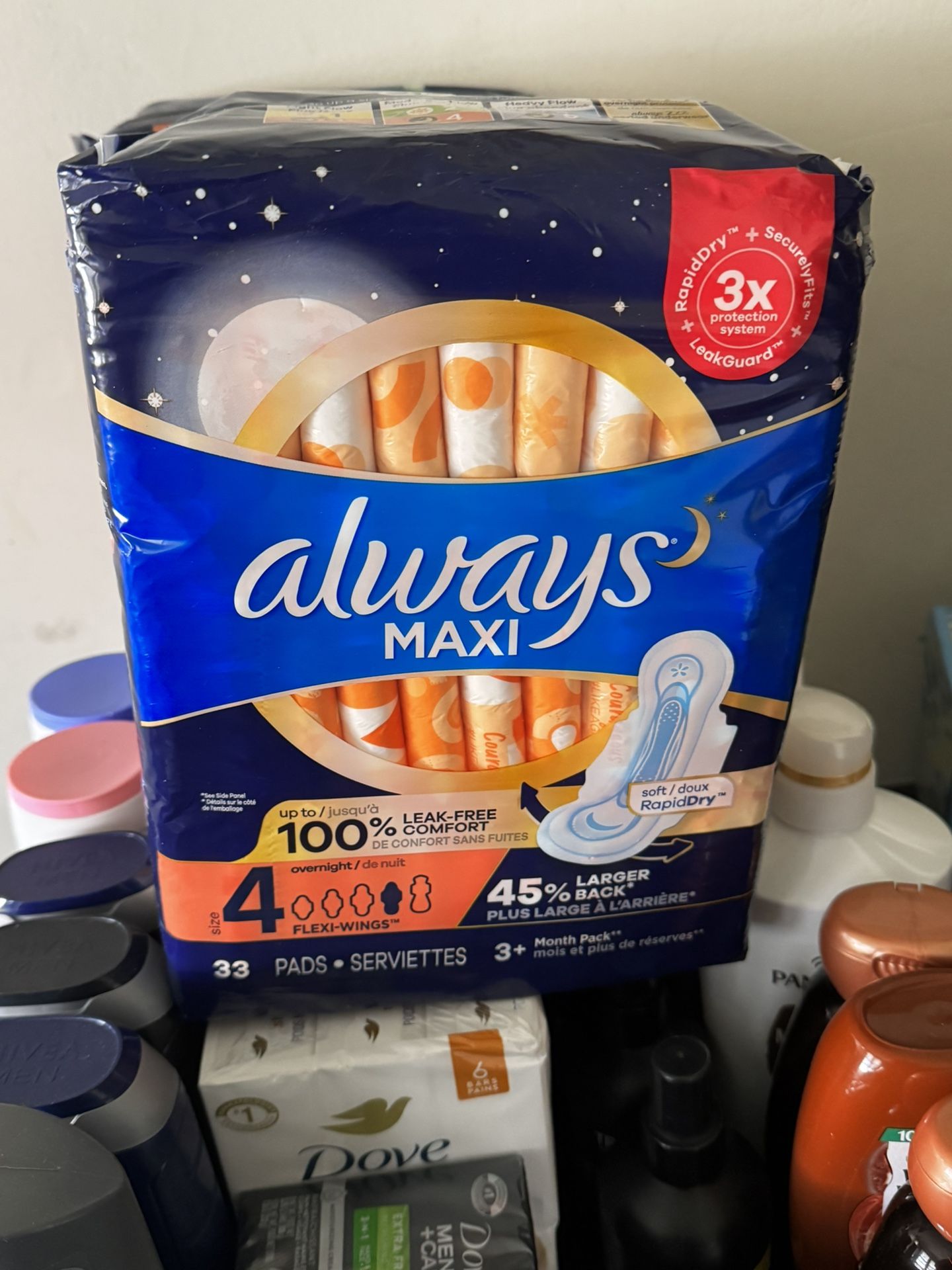 3 Brand New Packs Always Size 4 Maxi With Wings