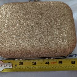 Sparkly Gold Clutch Purse Bag With Chain Mail Hidden Handle