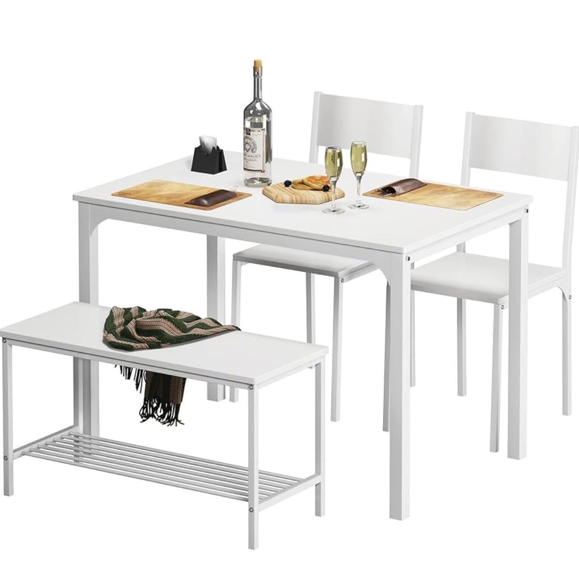 4 Person Dining Table Set - White