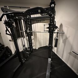 Vesta Fitness PRO SERIES Ultimate Half Rack Functional Trainer w/Smith Machine Bar | 320lb Stack | Gym Equipment | Fitness | Commercial | Squat Rack 