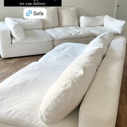 White Comfortable Sofa Made With Duck Feather. 