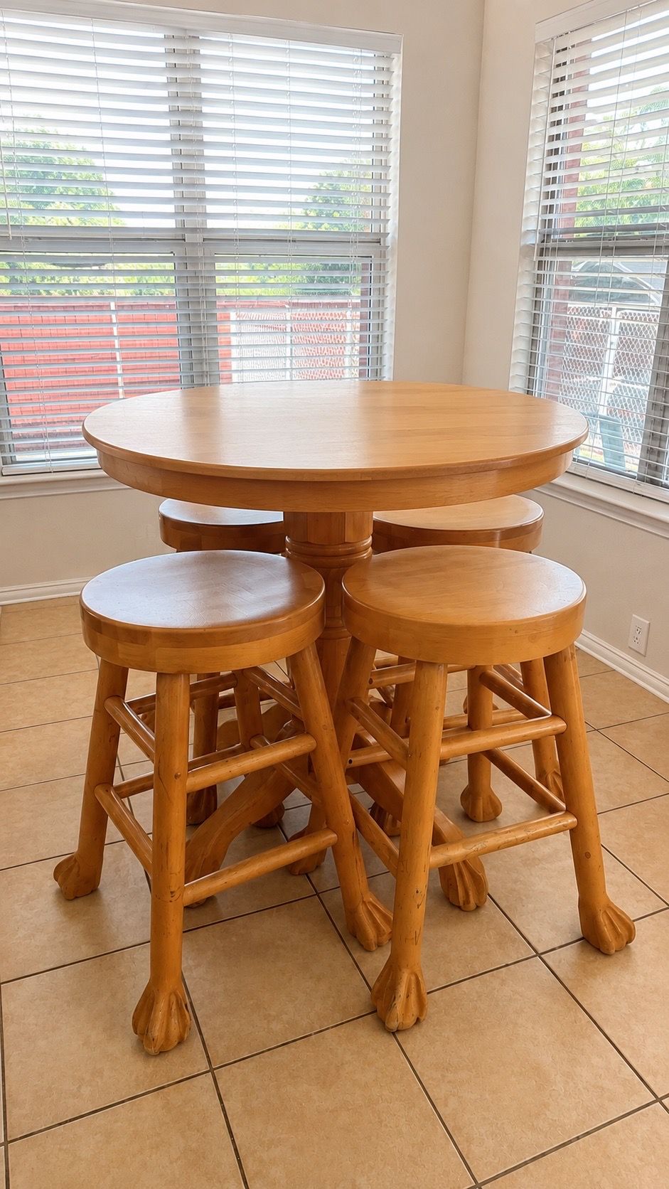 Pub-style Dining Table w/ 4 Matching Barstools