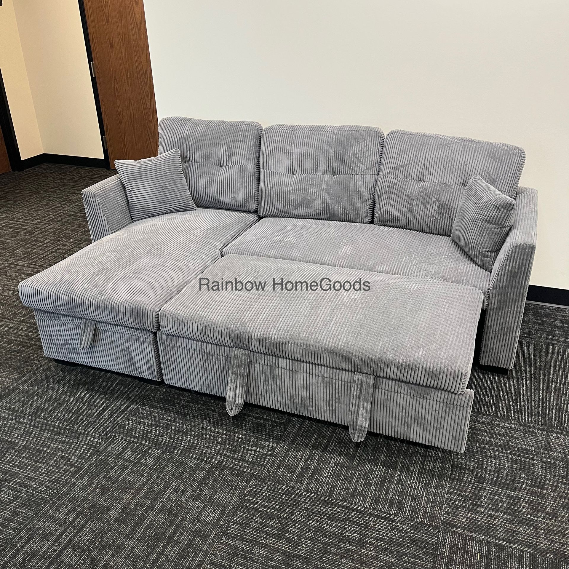 Corduroy Sleeper Pull Out Sofa Bed Sectional Couch