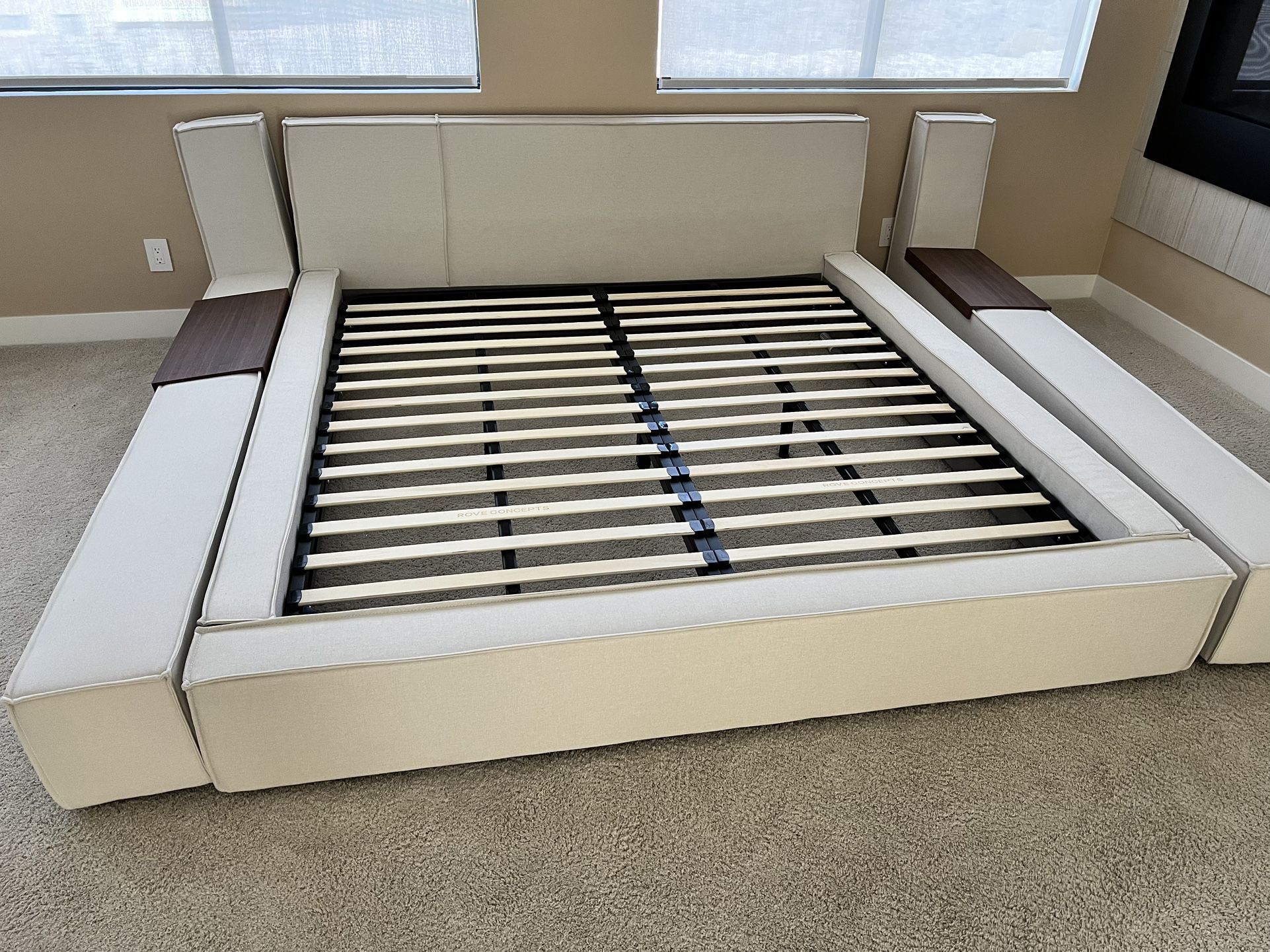 Rove Concepts Porter Bed-2x Side Extensions-Modern Felt-Alesund-King, T4SEK-095