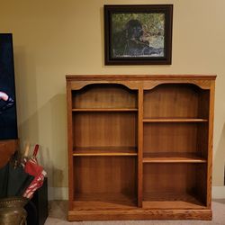 Traditional Solid Oak Bookcase With Adjustable Shelves