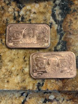 1oz Copper Bars (2 total) using the 1000$ Bill Design