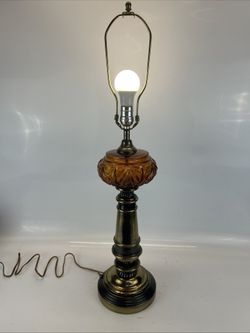 Vintage MCM Orange Amber glass Lamp