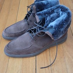 Santoni Dethrone Genuine Shearling Lined Moc Toe Boots (Men)