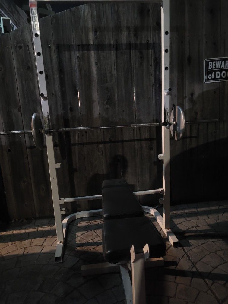 squat Bench Press Rack n weights