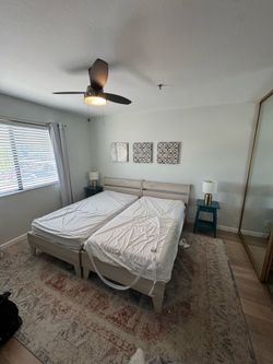 Two twin beds with frames