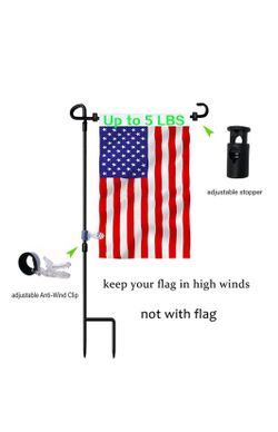 Garden Flag Stand With Anti Wind Clip & Flag Stopper