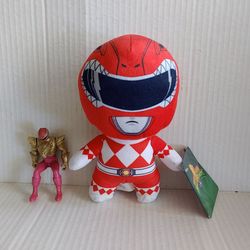 Mighty Morphin Red Power Ranger 8" Plush with Tag & Mystic Force 3.5" Toy Figure