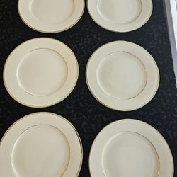 $50.00 - (6) 1996 Nikko Brand "Band Of Platinum Dinner Plates, Set Of (6)!  Like New & New w/Sticker! 