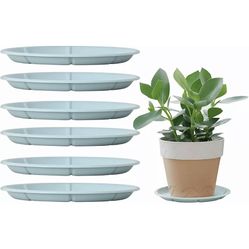 Plant Saucer 8 inch (12pk Blue) Planter Drip Tray Round Durable Sturdy Plastic 