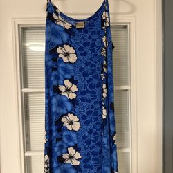 INGEAR Blue and white Hawaiian floral print mini dress/sundress