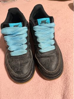 Nike Air Force 1 Boys Black Blue Sneakers DN1434-001 Size 6Y Low Top