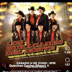2 tickets  Los Huracanes del norte