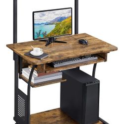 3 Tiers Computer desk with Keyboard tray and printer Shelf