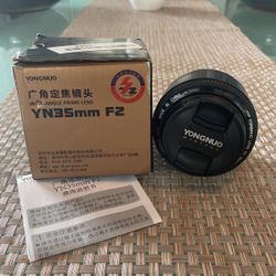 Yongnuo Wide Angle Prime Camera Lens YN35mm F2