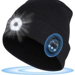 Hat with Light & Bluetooth Headphones 