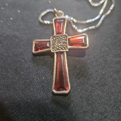 Silver Garnet Cross