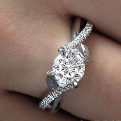 "Twisted Cross Leaf Beautiful Bright Zircon Wedding Rings for Women, VP1611