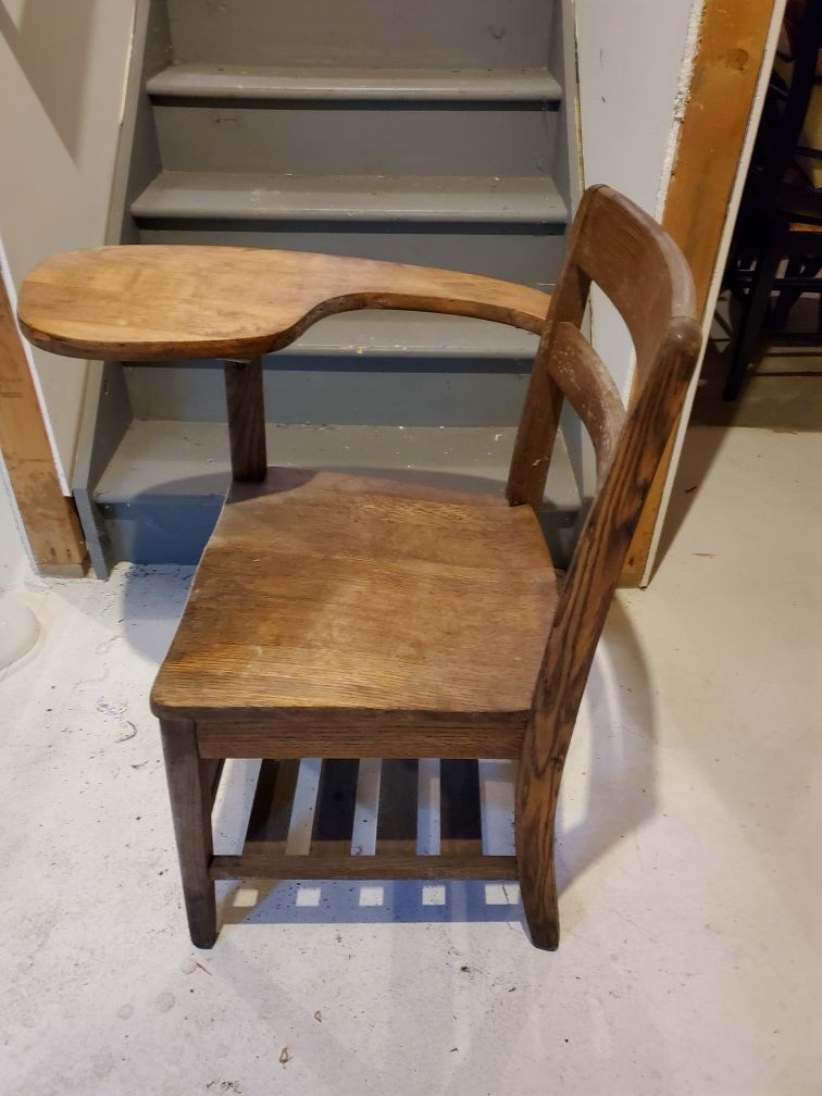 Antique wooden school desk chair