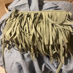 Mint Green Crossbody Purse With Fringe 