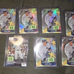 LOT of 7 NY Yankees Aaron Judge Baseball Cards! Stars Of MLB & Topps, All Sleeved, Top Loaded & Good Condition Too. ⚾️