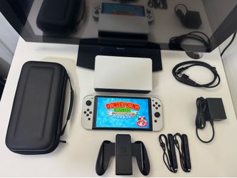 Nintendo Switch Oled Mod 256Gb W/ Games / Dock / Charger / Grip / Carrying Case / Tested