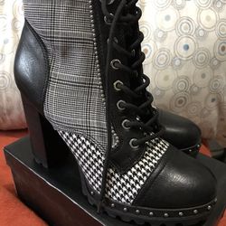 Aldo Marille Black & White High Heeled Ankle Boots