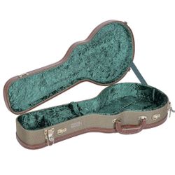 Crossrock Vintage style wood case for F Style Mandolins with removable shoulder straps-Green(CRW700OMFGN)