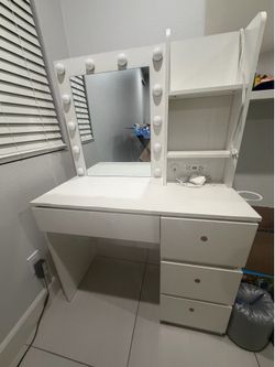 Vanity mirror with desk