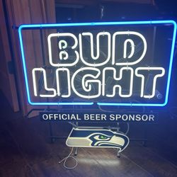 Seattle Seahawks Bud Light Neon Beer Sign