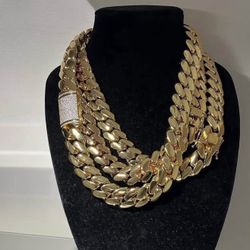 14k & 18k 20mm Miami Cuban Link Gold Plated Chain Necklace Waterproof Non Tarnish