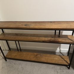 Solid Wood And Metal 3-shelves Console Table.