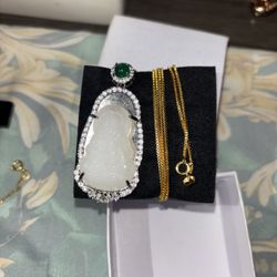 925 Italy Gold Over Silver Chain With 925 Silver Moissanite Buddha Pendant 