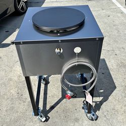 Carrito para crepas con comal grueso de hierro fundido 16"