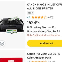 New In Box Pixma Series 922